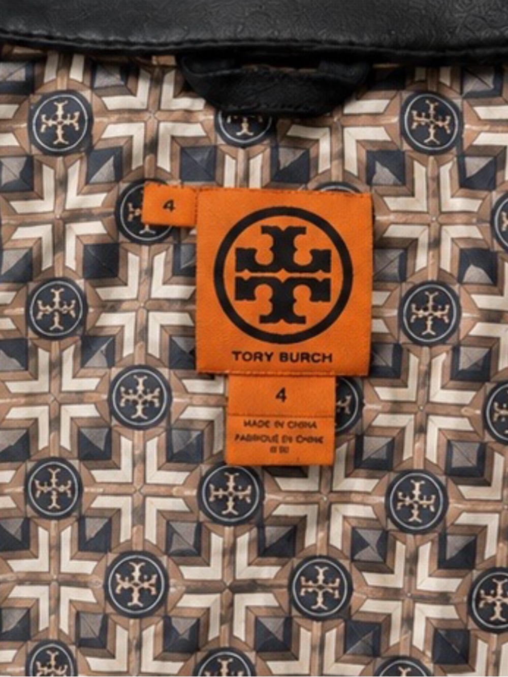 Tory Burch Black Leather Scalloped Jacket with Gold Logo Buttons - Picture 7 of 7